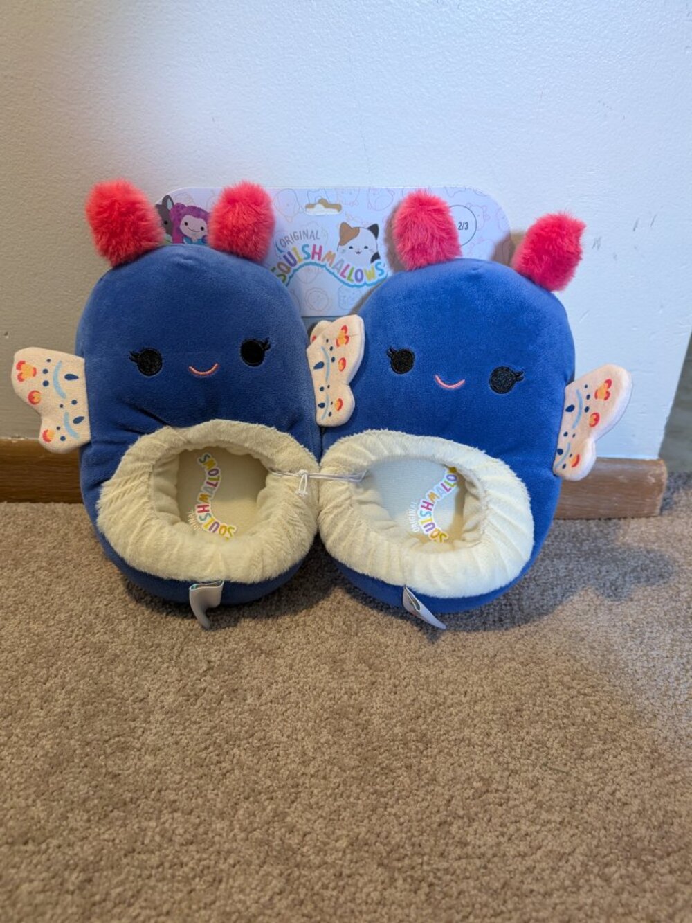 NWT Squishmallows butterfly Plush Slippers Kids 2/3